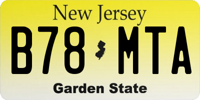 NJ license plate B78MTA