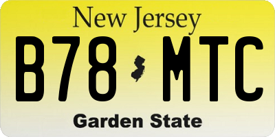 NJ license plate B78MTC