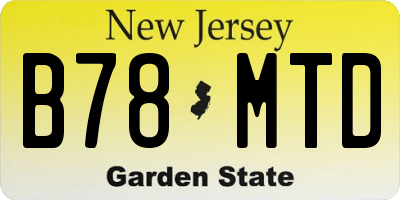 NJ license plate B78MTD