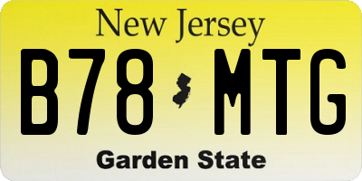 NJ license plate B78MTG