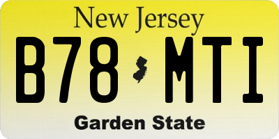 NJ license plate B78MTI