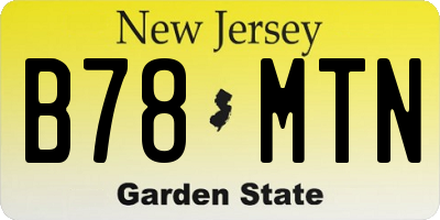 NJ license plate B78MTN