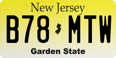 NJ license plate B78MTW