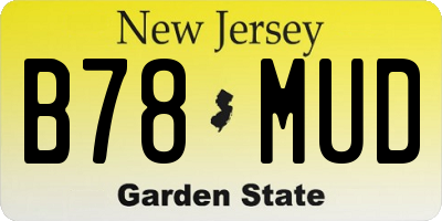 NJ license plate B78MUD