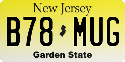 NJ license plate B78MUG