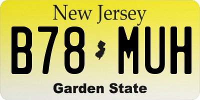 NJ license plate B78MUH