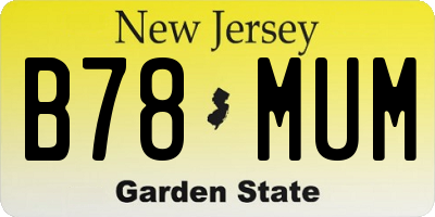 NJ license plate B78MUM