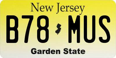 NJ license plate B78MUS