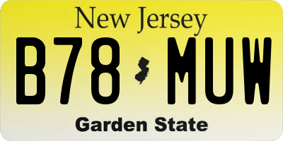 NJ license plate B78MUW