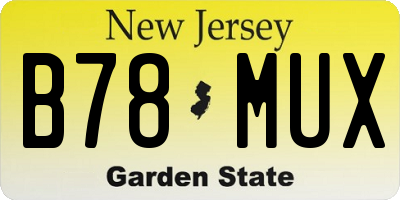 NJ license plate B78MUX