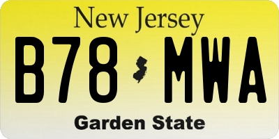NJ license plate B78MWA