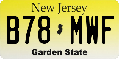 NJ license plate B78MWF