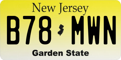 NJ license plate B78MWN