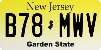 NJ license plate B78MWV