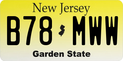 NJ license plate B78MWW