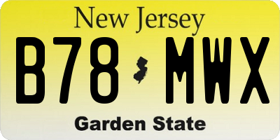 NJ license plate B78MWX