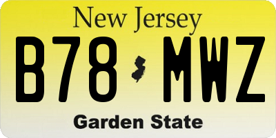 NJ license plate B78MWZ