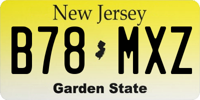 NJ license plate B78MXZ