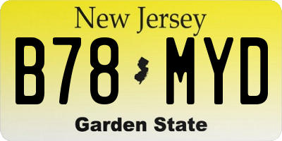 NJ license plate B78MYD