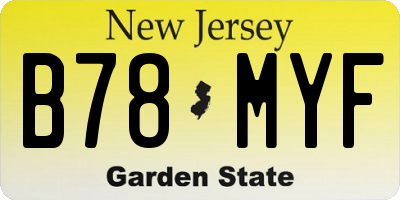 NJ license plate B78MYF