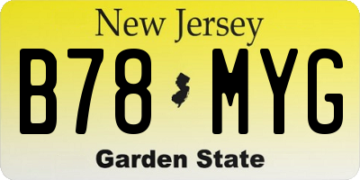 NJ license plate B78MYG