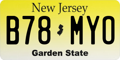 NJ license plate B78MYO