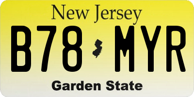 NJ license plate B78MYR