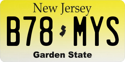 NJ license plate B78MYS
