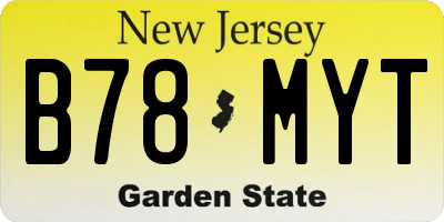 NJ license plate B78MYT
