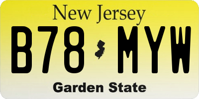 NJ license plate B78MYW