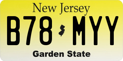 NJ license plate B78MYY