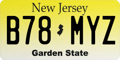 NJ license plate B78MYZ