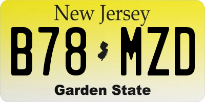 NJ license plate B78MZD