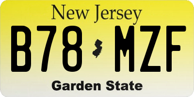 NJ license plate B78MZF