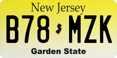 NJ license plate B78MZK