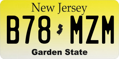 NJ license plate B78MZM