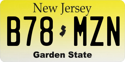 NJ license plate B78MZN