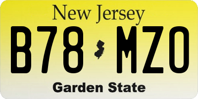 NJ license plate B78MZO