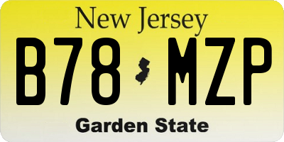 NJ license plate B78MZP