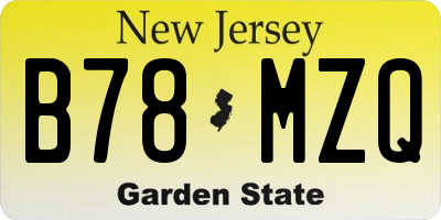 NJ license plate B78MZQ
