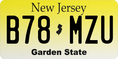 NJ license plate B78MZU