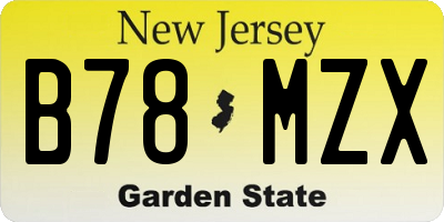 NJ license plate B78MZX