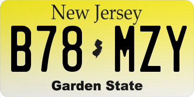 NJ license plate B78MZY