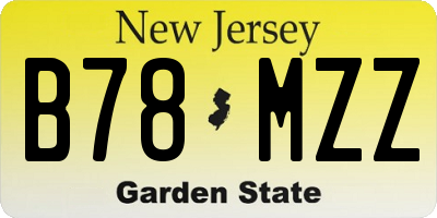 NJ license plate B78MZZ