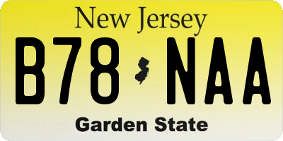 NJ license plate B78NAA