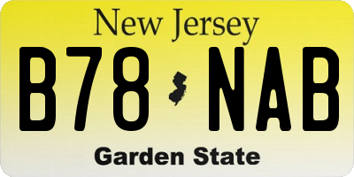 NJ license plate B78NAB