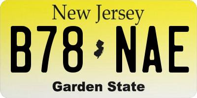 NJ license plate B78NAE