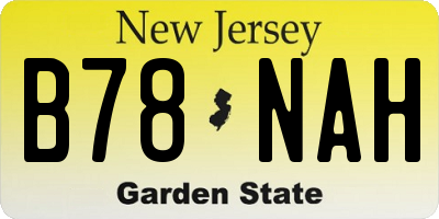 NJ license plate B78NAH