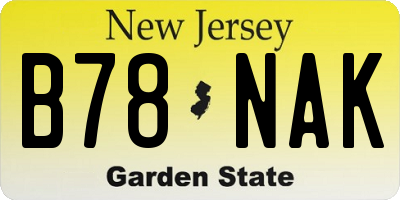 NJ license plate B78NAK