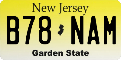 NJ license plate B78NAM